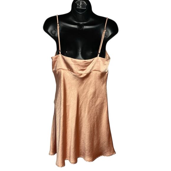 Princess Polly Fiery Feelings Satin Mini Dress Womens 8 Peach Drape Neck Slip‎ - Picture 3 of 11